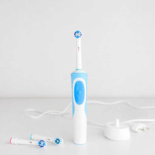 Rotadent Pro Care electric toothbrush with a blue background representing recommended electric toothbrush options in Scottsdale